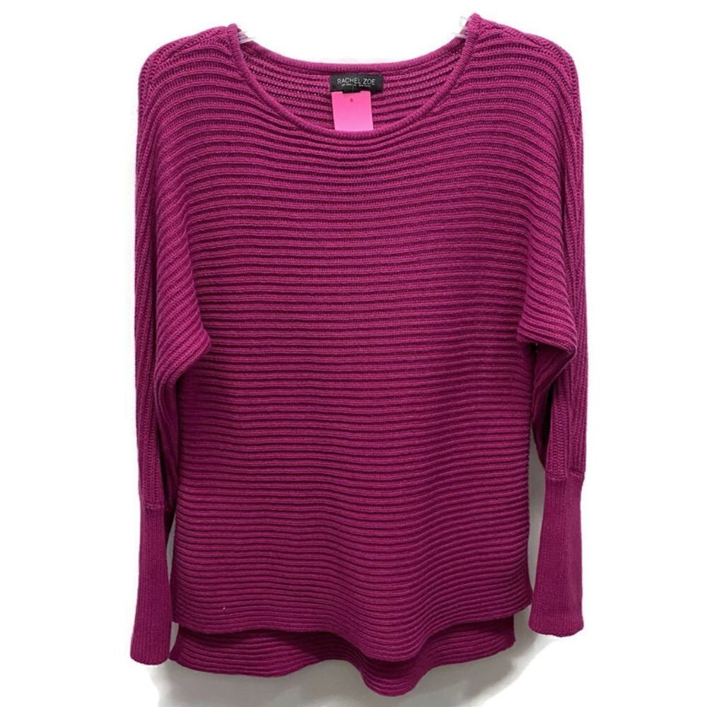 Rachel Zoe Magenta Ribbed Hi-Lo Sweater